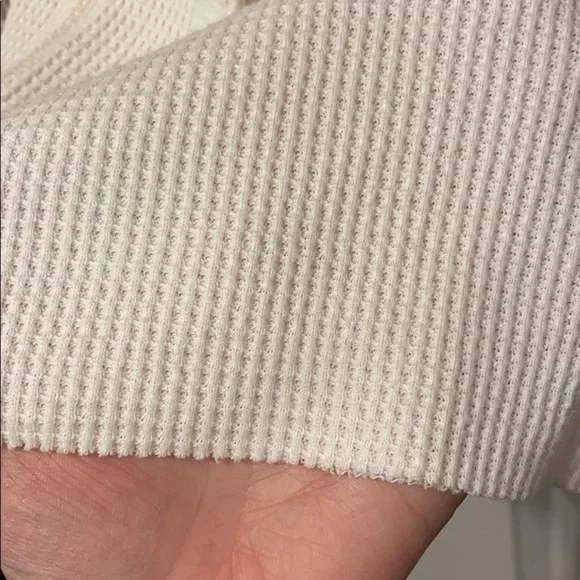 A&F Cream Boxy Lace Up Waffle Thermal Top EUC - Picture 7 of 11
